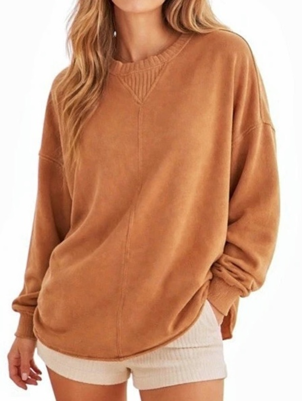 Aerie oversized pullover sweater Sweatshirt Tan size large comfy cozy fall